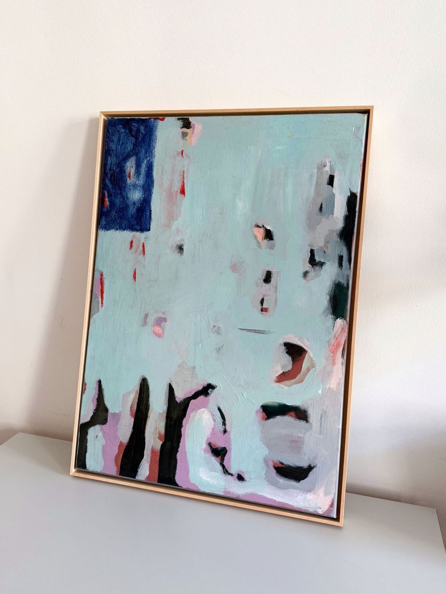 Blue pen, original painting on canvas