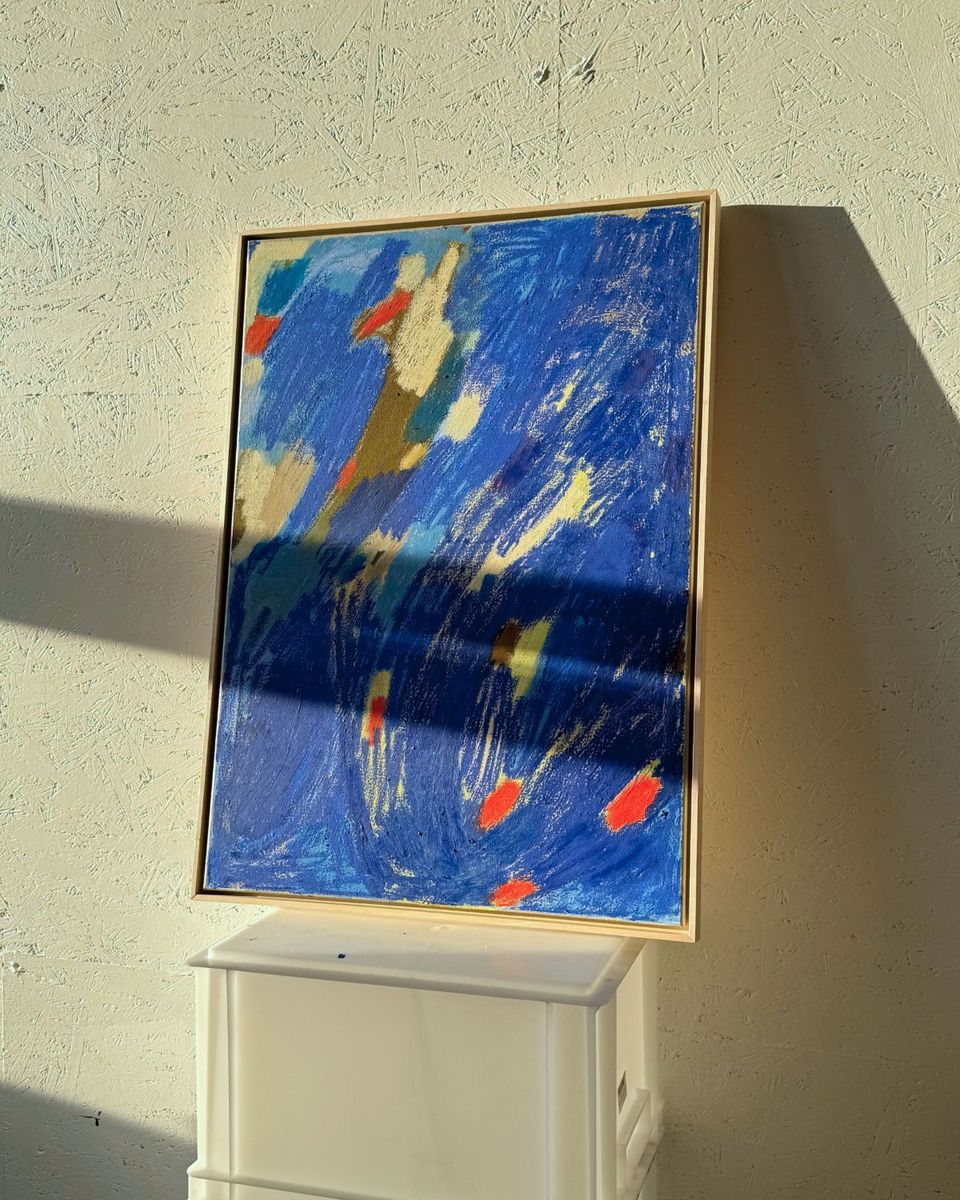 I ran for miles, until the sky above me felt light again, original painting on canvas