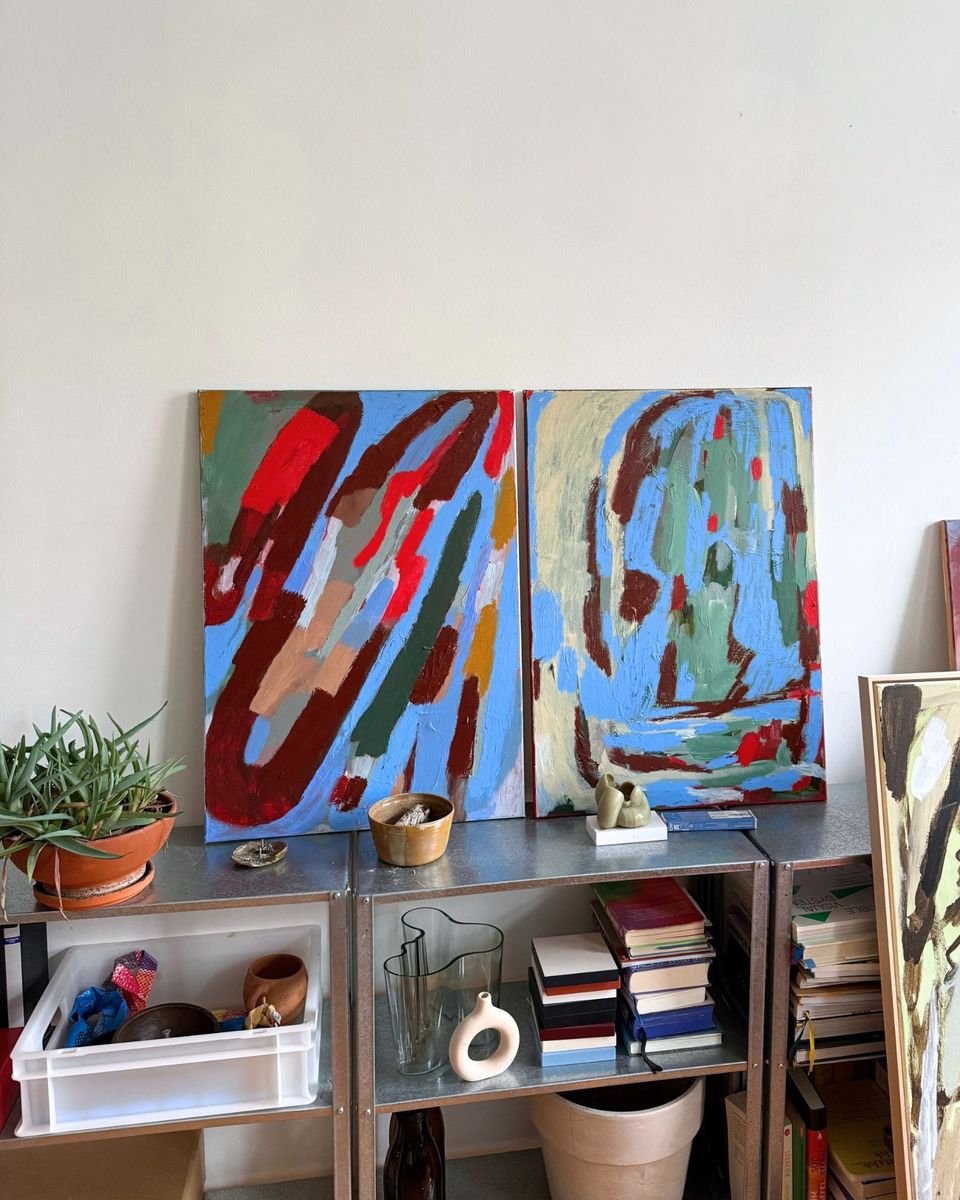 Hey there, little miss sunshine, what are you up to, original painting on canvas, alternate view