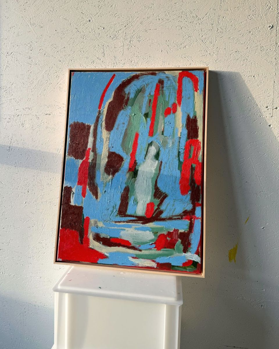 I'm looking in the blue sky looking for answers, original painting on canvas