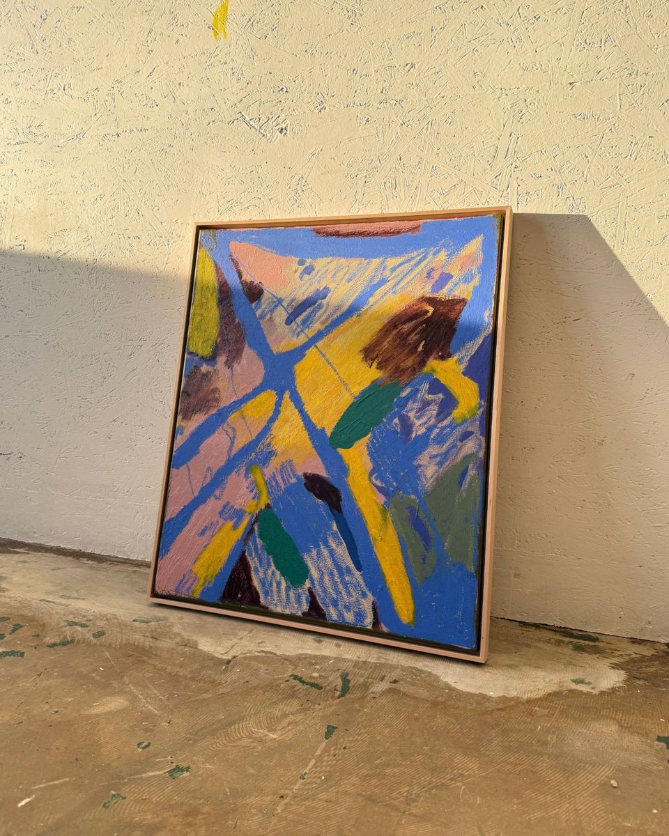 this little house underwater, with the fishes in the sky, original painting on canvas